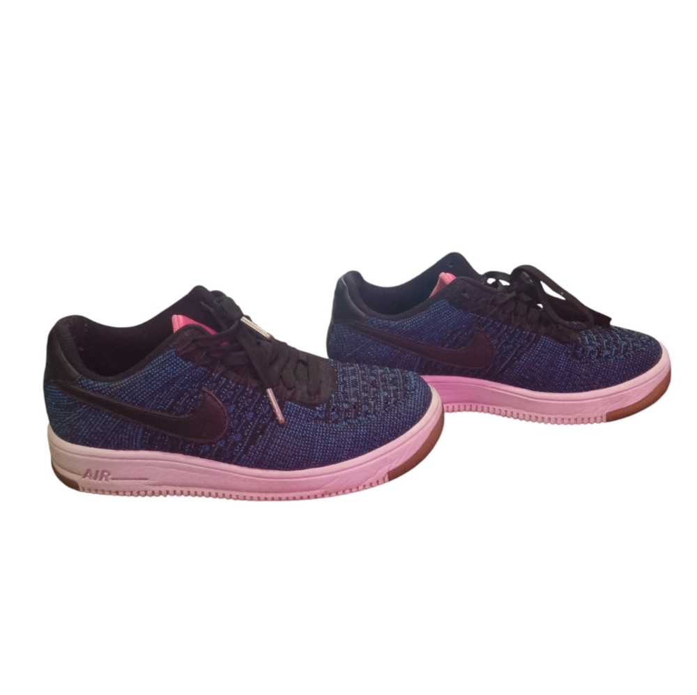 Nike Air Force 1 Flyknit low Blue and Pink Sneakers size 6